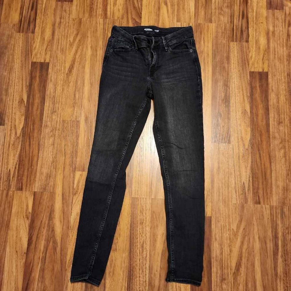 Old Navy Womens Rockstar Slim Skinny Jeans Black Stretch High Rise Denim Zip 2
